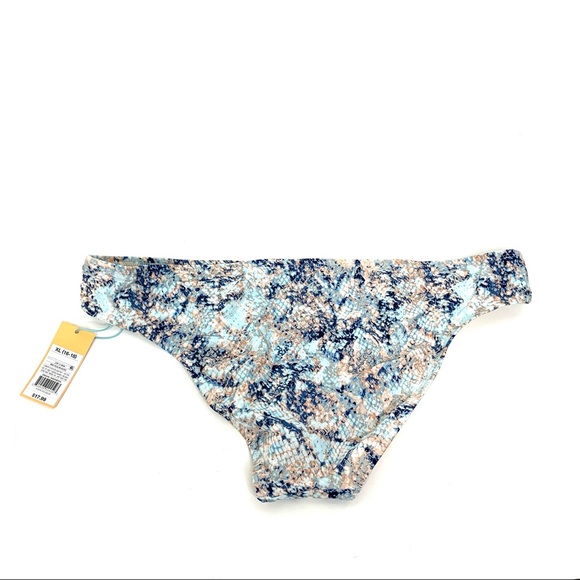 Kona Sol Blue Multi Python Print Hipster Medium Coverage Bikini Bottoms Swimsuit - Picture 11 of 16
